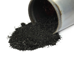 Solid potassium permanganate on an old   pot