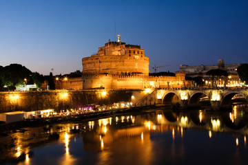 Castle of Saint Angelo in Rome at night