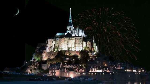 Feu d'artifice au Mont-Saint-Michel