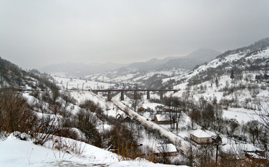 Winter Carpathian mountains