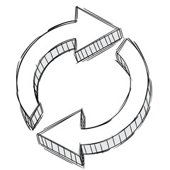 Pencil Doodle of a refresh arrow sign