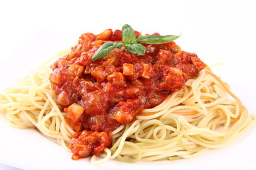 Spaghetti bolognese on a plate
