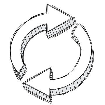 Pencil Doodle of a refresh arrow sign