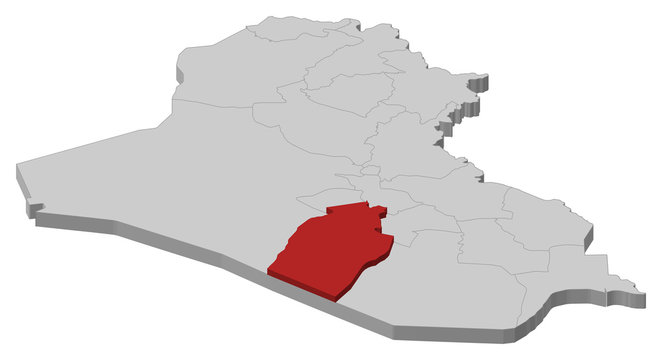 Map of Iraq, Najaf highlighted