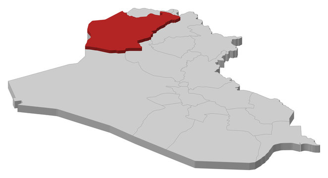 Map of Iraq, Ninawa highlighted