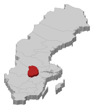 Map of Sweden, Örebro County highlighted