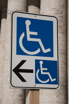 Blue Disabled Entrance Sign outside Building