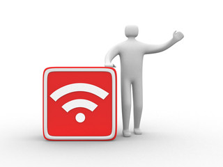 3d people - human character and 3d rss symbol