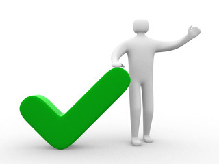 3d small people with a positive symbol. 3d image