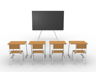 3D render of an empty classroom