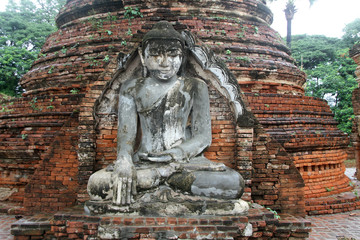 Buddha and brick stupa