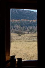 view from the country cottage on an autumn landscape