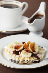 Waffle with banana