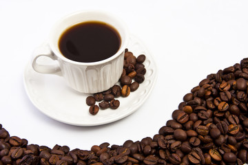 taza de café con granos tostados