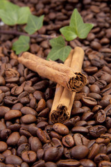 canela con granos de café
