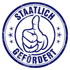 staatlich gef&ouml;rdert stempel button freigestellt