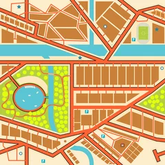 Afwasbaar Fotobehang Stratenplan Naadloze stadsplattegrond