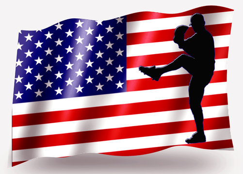Country Flag Sport Icon Silhouette – USA Baseball Pitcher