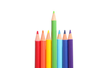 Colored pencils isolated on white background