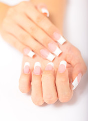 Woman hands with french manicure
