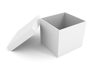 white blank open box over white background