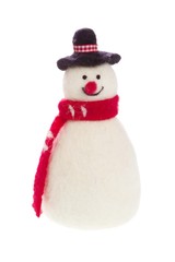 Schneemann isoliert mit rotem Schal