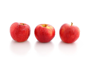 fresh Red Apple with water drop on white background