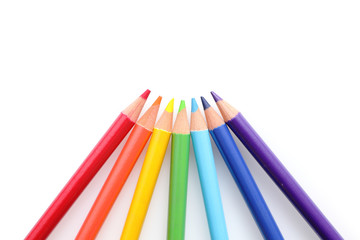 Colored pencils isolated on white background