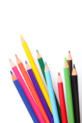 Colored pencils isolated on white background