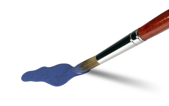 brush tip and blue paint