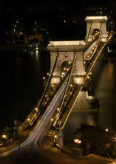 Night shot of the Chain Bridge, Budapest, Hungary