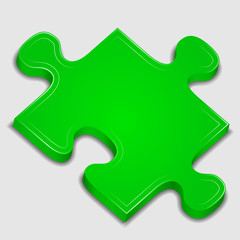 Icon of green puzzle piece, vector