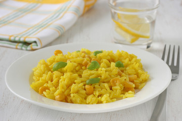 rice with corn on plate