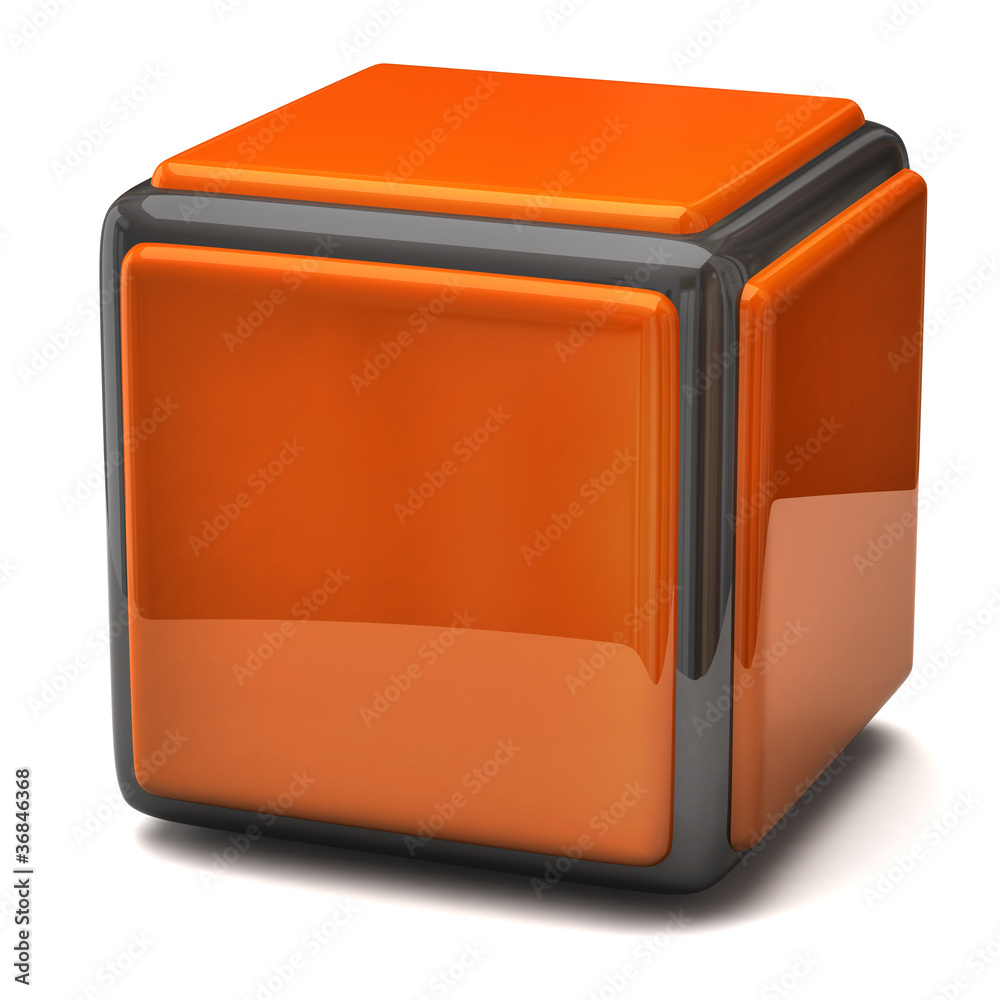 Wall mural orange cube isolated on white background