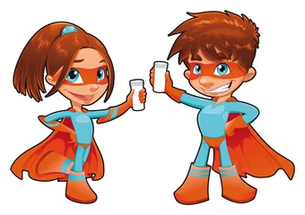 Foto op Plexiglas Superhelden Jonge superhelden. Vector tekens. geïsoleerde objecten