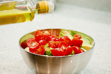 Vegetable salad with olive oil