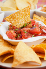 Nachos, corn chips with fresh salsa
