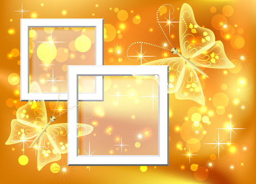 Pohoto frames with bokeh and butterfly