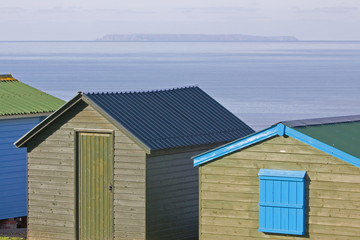 Fototapeta na wymiar Calets on the North Devon coast overlooking Lundy island UK