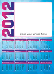 Calendario 2012 bilingue con spazio grande per foto