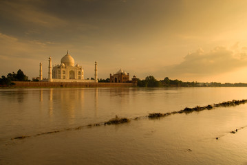 Taj Mahal in sunset scene