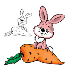 cute bushy bunny with carrot