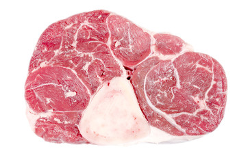 Raw Beef Shank with Bone Isolated on White Background