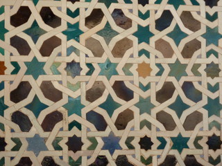 dettaglio di una parete moresca nell'Alhambra di Granada
