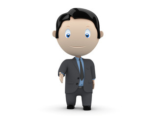 Welcome! Social 3D characters: businessman stretch hand