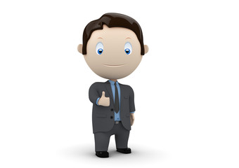 Super! Social 3D characters: businessman big finger