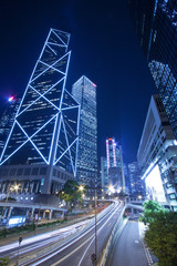 Fototapeta na wymiar Traffic in downtown of Hong Kong at night