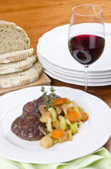 Slow Cooked Beef Shank Served with Red Wine