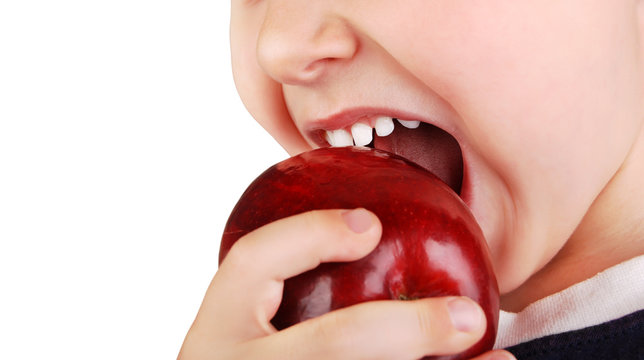 Healthy Baby Teeth Bite Ripe Red Apple