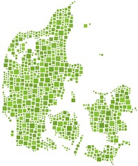 Obraz premium Map of Denmark (Europe) in mosaic of squares